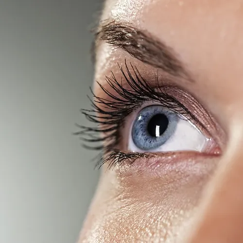 Eine Augenpartie mit eine schöne Auge. Haut sieht jung, frisch und gut gepflegt. Das Bild zeigt einen sehr positiven Wirkung von Retinol Behandlung für die Augenpartie.